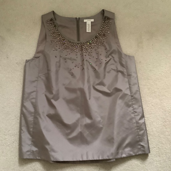 NWOT J Crew silk sleeveless blouse with embellished beads. - Picture 7 of 9